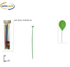 CONF 24 ASTE PALLONCINI COLORATE 44CM