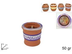 CITRONELLA IN VASO DECORATO TERRACOTTA COLORI E FORME ASSORTITE