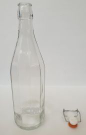 BOTTIGLIA IN VETRO COSTOLATA 1000 CC CON TAPPO MECCANICO