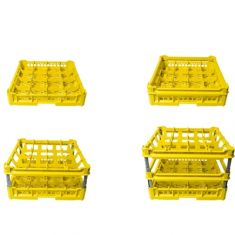 CESTA 16 BICCHIERI GIALLO CM 50X50XH 20