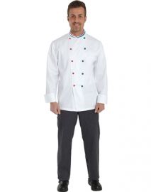 GIACCA CHEF ITALIA BIANCA BOTTONI ROSSI E VERDI 100% COT. TG. M