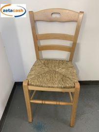 SEDIA IN LEGNO NATURALE SEDUTA PAGLIA NATURALE. CM. 39X35
