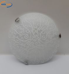 PLAFONIERA BIANCA TONDA 3 GANCI RICAMATA DIAMETRO 30 cm.