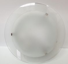 PLAFONIERA BIANCA CON 3 GANCI DI FISSAGGIO VETRO DIAMETRO 30CM.