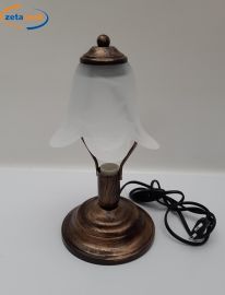 LUME in FERRO BATTUTO PIGNA NOCE CON VETRO BIANCO ATTACCO E14