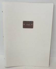 LISTA VINI PELLE GRANA BIANCO TARGA ACCIAIO FORMATO A4