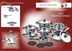 BATTERIA DI PENTOLE 15 PEZZI IN ACCIAIO INOX AMC