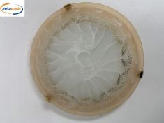 PLAFONIERA TONDA AMBRA CON APPLICAZIONE FOGLIE ORO CM 30