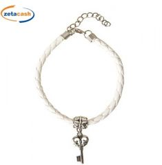 BRACCIALE INTRECCIATO BIANCO CON CIONDOLO CHIAVE