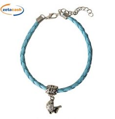 BRACCIALE INTRECCIATO CELESTE CON CIONDOLO CARROZZINA