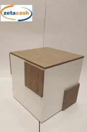 POUF IN LEGNO BIANCO E GRIGIO ZEBRATO CON STRASS CM 39X39