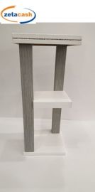 PIANTANA IN LEGNO BIANCO E TORTORA ZEBRATO CM 22X22XH60