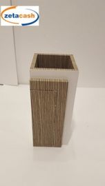 VASO IN LEGNO BIANCO E GRIGIO ZEBRATO CM 13X13XH30