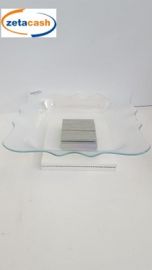 CENTROTAVOLA IN VETRO E LEGNO BIANCO E GRIGIO ZEBRATO