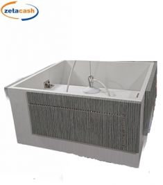 LAMPADARIO IN LEGNO BIANCO E GRIGIO ZEBRATO