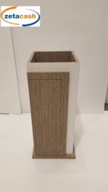 VASO IN LEGNO BIANCO E GRIGIO CM 15 X 15 X H 60