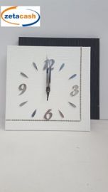 OROLOGIO PARETE IN LEGNO BIANCO E TORTORA ZEBRATO CM 42X42