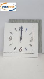 OROLOGIO PARETE IN LEGNO BIANCO E GRIGIO ZEBRATO CM 42X42