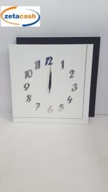 OROLOGIO PARETE IN LEGNO BIANCO E NERO ZEBRATO CM 42X42