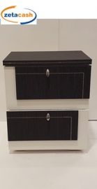 COMODINO LEGNO CON 2 CASSETTI BIANCO E NERO ZEBRATO