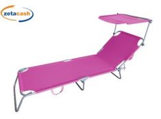 LETTINO IN ACCIAIO CON TETTUCCIO IN TESSUTO OXFORD ROSA