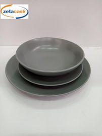 SERVIZIO 18 PIATTI CERAMICA GRIGIO SCURO