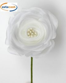 FIORE ROSA POLYESTER DIAM 6 CM COL BIANCO