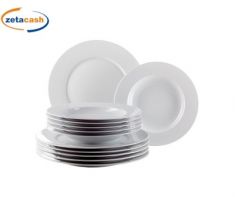 SET 6 PIATTI FONDI PORCELLANA BIANCA A FORMA ALA D23 CM