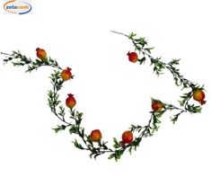 GHIRLANDA DECORATIVA CON MELOGRANI E FOGLIE H180 CM