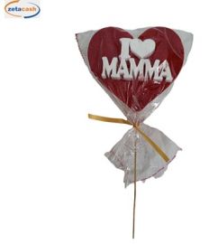 CUORE ROSSO POLISTIROLO CON SCRITTA I LOVE MAMMA