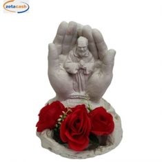 COMPOSIZIONE MANI CON PADRE PIO E FIORI