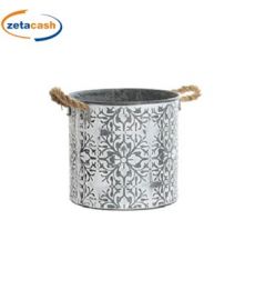 FIORIERA MEDIA MOSAICO MET. C/MANICI CORDA D30XH28 CM