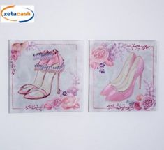 QUADRO IN TELA CON DECORO SCARPETTE 50 X 50 CM