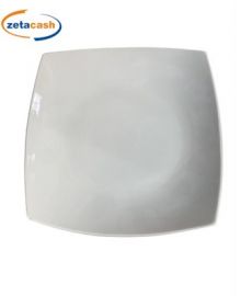 PIATTO QUADRATO PIANO IN PORCELLANA BIANCA 27 CM