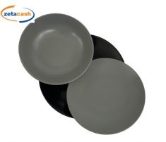 PIATTI IN CERAMICA 18 PEZZI NERO E GRIGIO