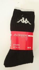 CALZINO TENNIS 3 PAIA IN SPUGNA KAPPA NERO. TAGLIA: 36/38