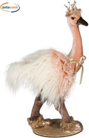 STRUZZO IN TESSUTO ROSA CON PIUME CM. 24X37X50