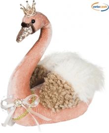 CIGNO IN TESSUTO ROSA CM. 18X29X28