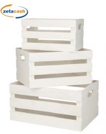 SET 3 CASSETTE IN LEGNO BIANCO