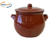 PENTOLA BOMBATA IN TERRACOTTA CM 28 CON COPERCHIO