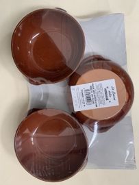 TEGAMINO CM. 18 CON 2 MANICI IN TERRACOTTA 3 PEZZI.