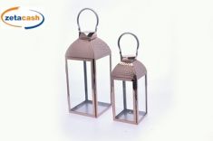 SET 2 LANTERNE METALLO RAME H 42 32 CM