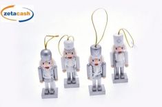 APPENDINO IN LEGNO SCHIACCIANOCI ARGENTO E BIANCO 9 CM