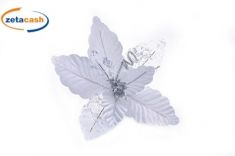 FIORE GAMBO CORTO ARGENTO H 30 CM