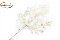 RAMO CON FOGLIE GLITTERATE E PAILLETTES BIANCO H 77 CM