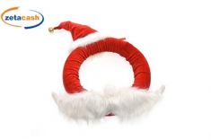 DIETRO PORTA ROSSO CON BAFFI E CAPPELLO DI NATALE CM 35X52