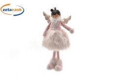 BAMBOLINA NATALIZIA CON ALI ROSA CON LED H 34 CM