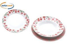 SERVIZIO 18 PIATTI IN PORCELLANA DECORI NATALIZI