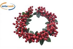 CORONA DECORATIVA CON BACCHE ROSSA 37X27 CM