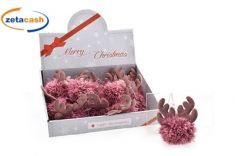 APPENDINO CON CORNE DI RENNE E PON PON ROSA CM 12